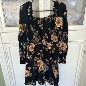 Floral Black Dress